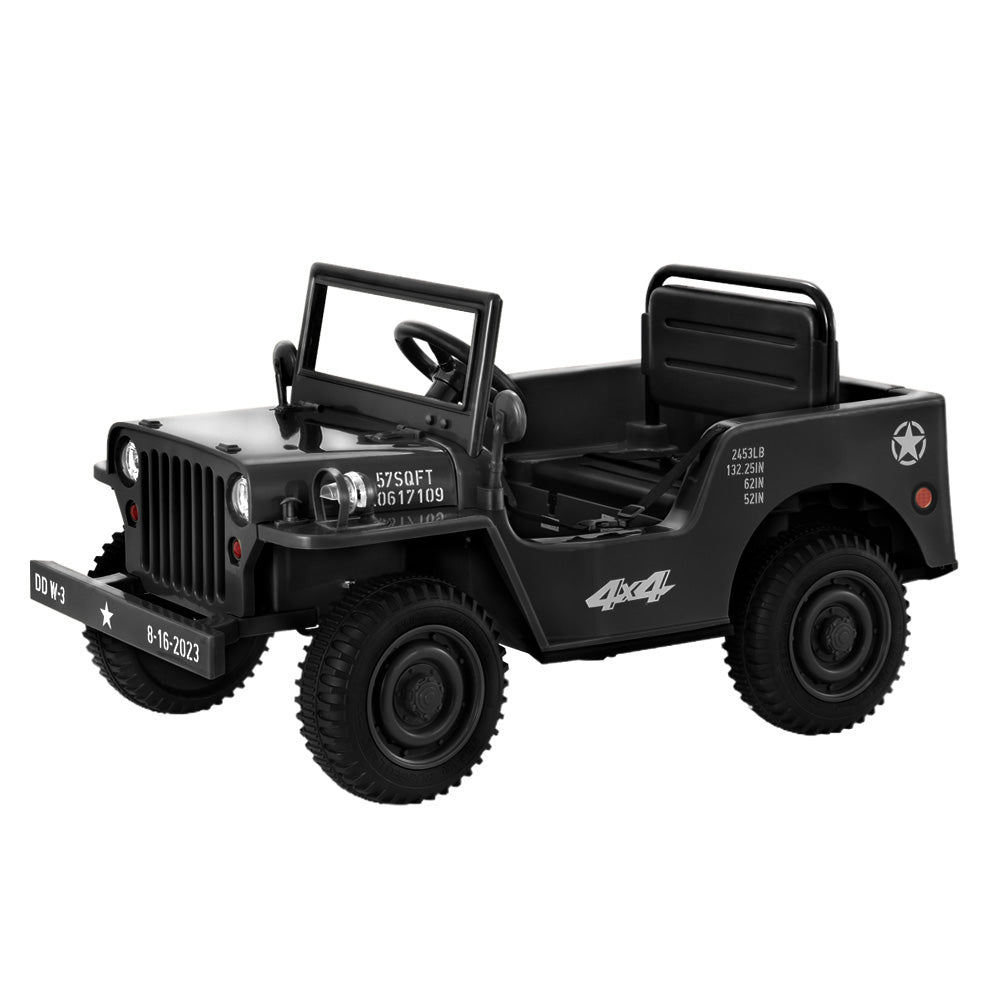 Jeep Rigo Kids Ride On Car Off Road Military Toy Cars 12V Black