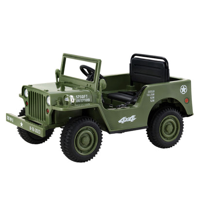 Jeep Rigo Kids Ride On Car Off Road Military Toy Cars 12V Olive