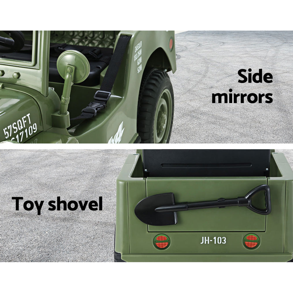 Jeep Rigo Kids Ride On Car Off Road Military Toy Cars 12V Olive