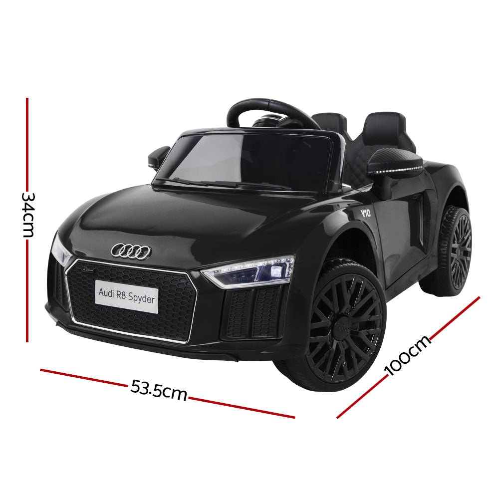 Audi R8 Kids Ride On Car Licensed Sports Electric Toy Cars - Black