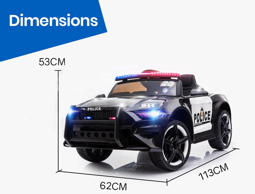 Mustang  ROVO KIDS Ride-On Car Children Police Patrol Electric Toy w/ Remote Control Black/White