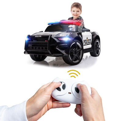 Mustang  ROVO KIDS Ride-On Car Children Police Patrol Electric Toy w/ Remote Control Black/White