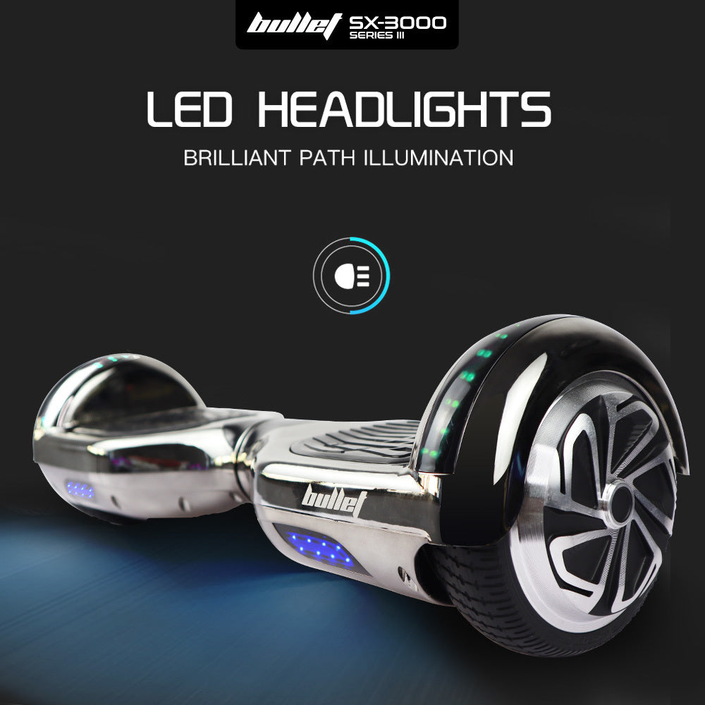 BULLET Hoverboard Electric Scooter 6.5 Inch Wheels Self Balancing Gen III Chrome Style Carry Bag