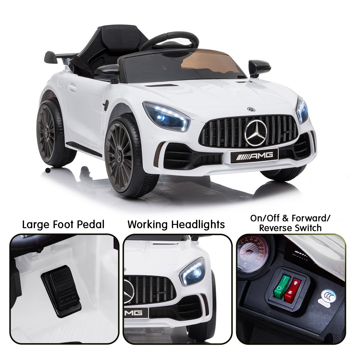 Mercedes Benz Licensed Kids Electric Ride On Car Remote Control - White