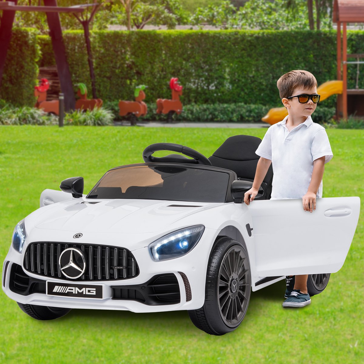 Mercedes Benz Licensed Kids Electric Ride On Car Remote Control - White