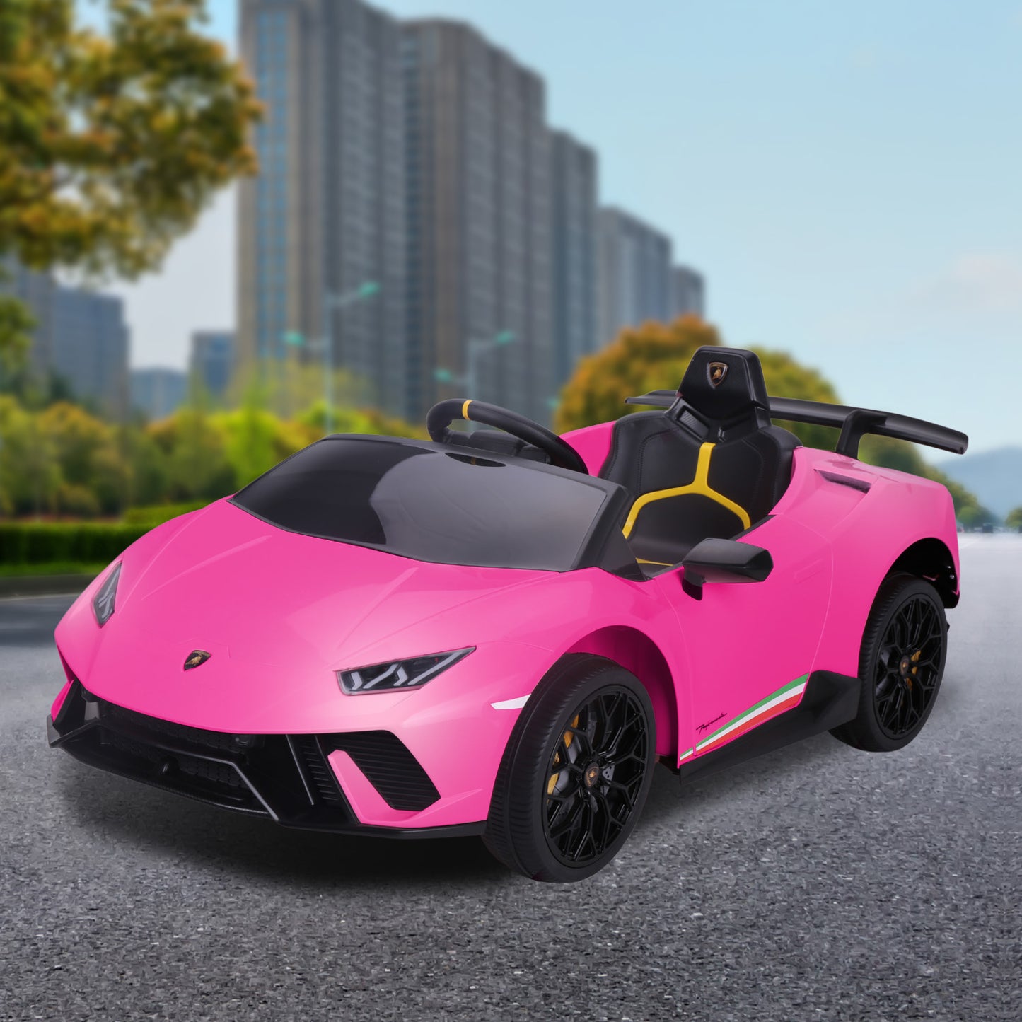 Lamborghini Performante Kids Electric Ride On Car Remote Control by Kahuna - Pink