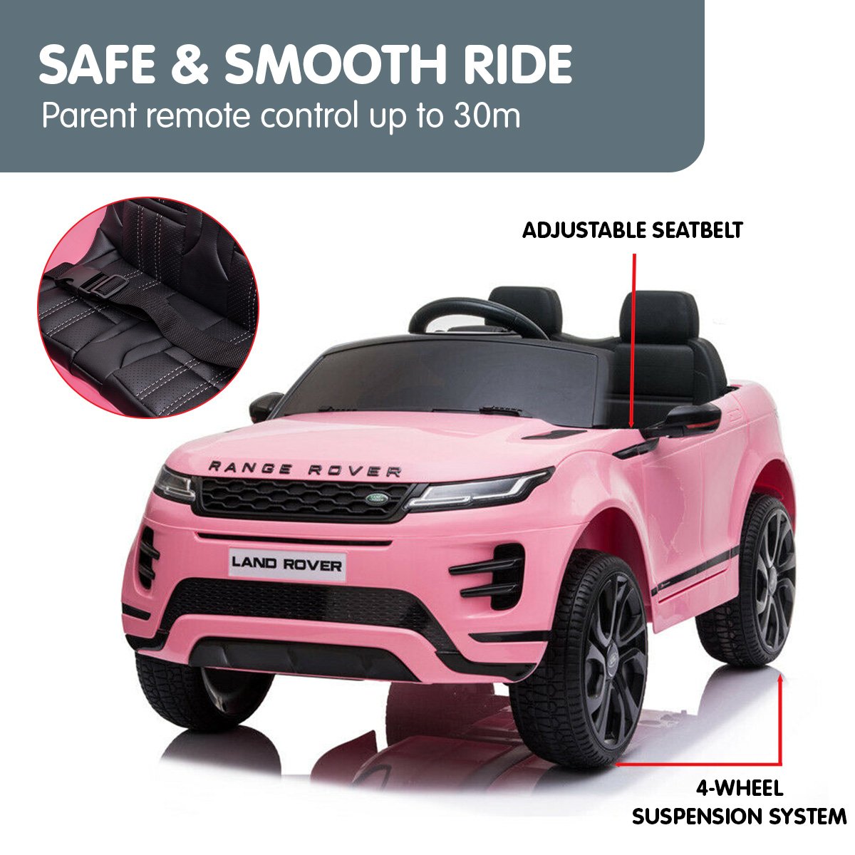 Land Rover Licensed Kids Electric Ride On Car Remote Control - Pink