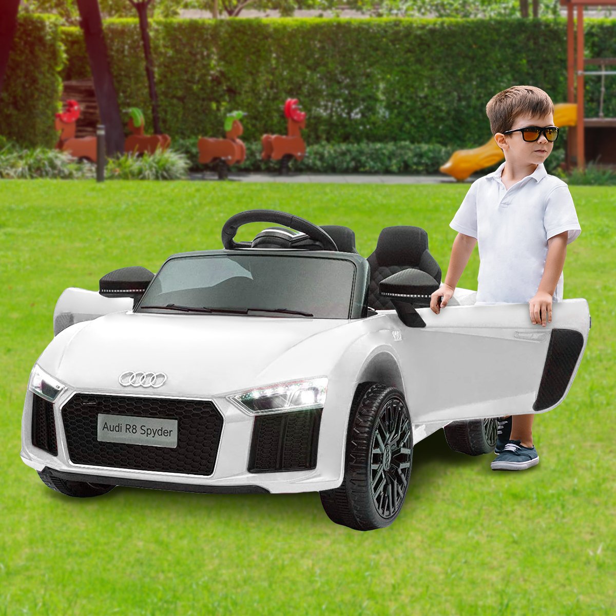 Audi R8 Spyder Licensed Kids Electric Ride On Car Remote Control - White