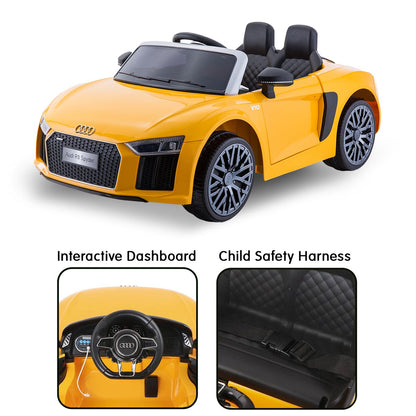 Audi R8 Spyder Licensed Kids Electric Ride On Car Remote Control - Yellow