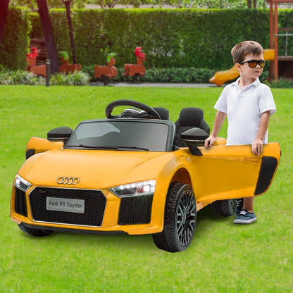 Audi R8 Spyder Licensed Kids Electric Ride On Car Remote Control - Yellow