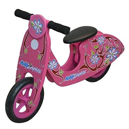 Kidzamo Maria Pink Wooden Balance Scooter 12 for Kids"